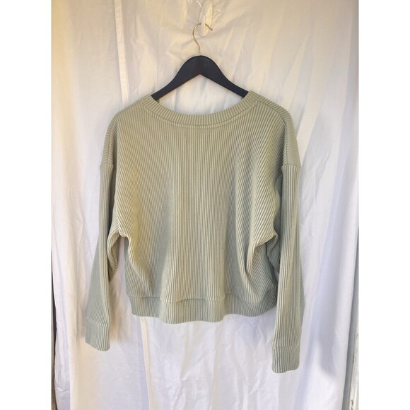 Abercrombie & Fitch Lounge Collection Sage Green Ribbed Henley Pullover Size S/M - Picture 5 of 8
